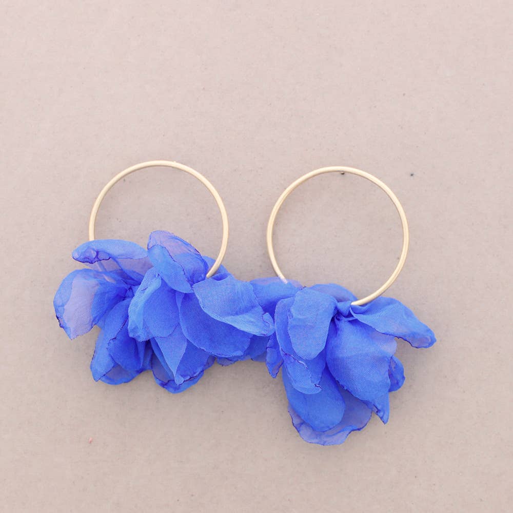 Pendientes Circulo Metal Flor Tela