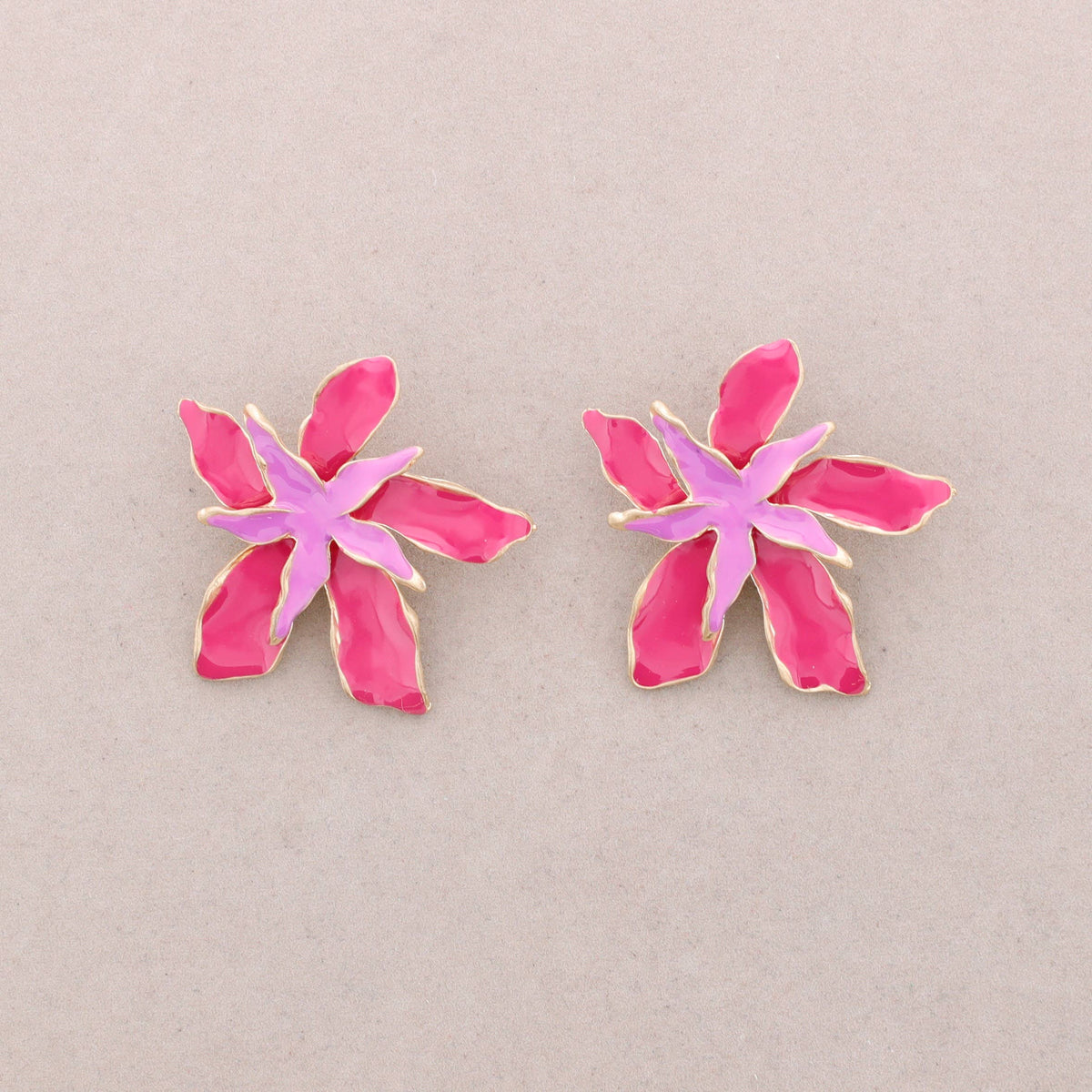 Pendientes Presion Flor Metal Esmalte