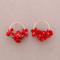 Pendientes Anilla Colgante Flor Resina