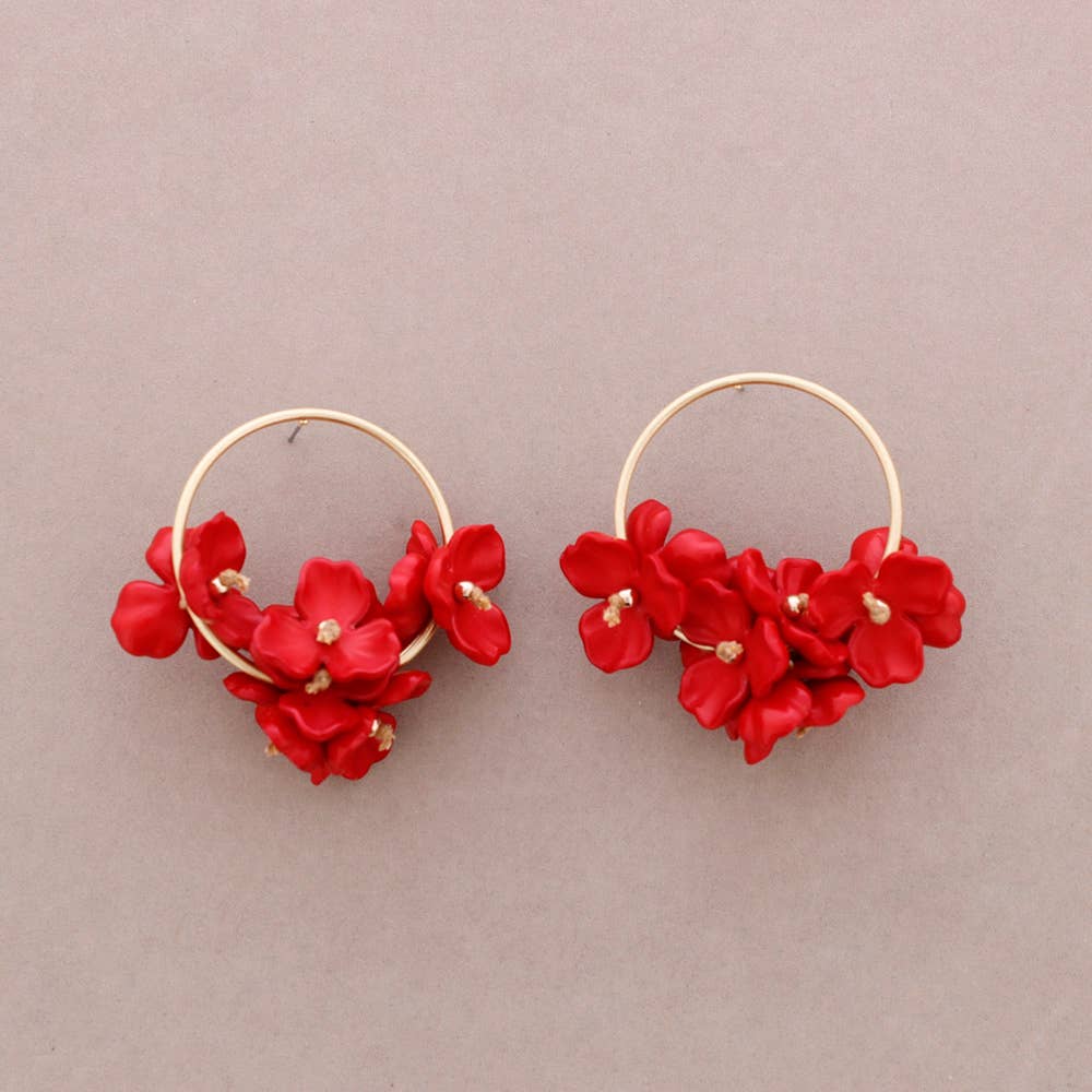 Pendientes Anilla Colgante Flor Resina