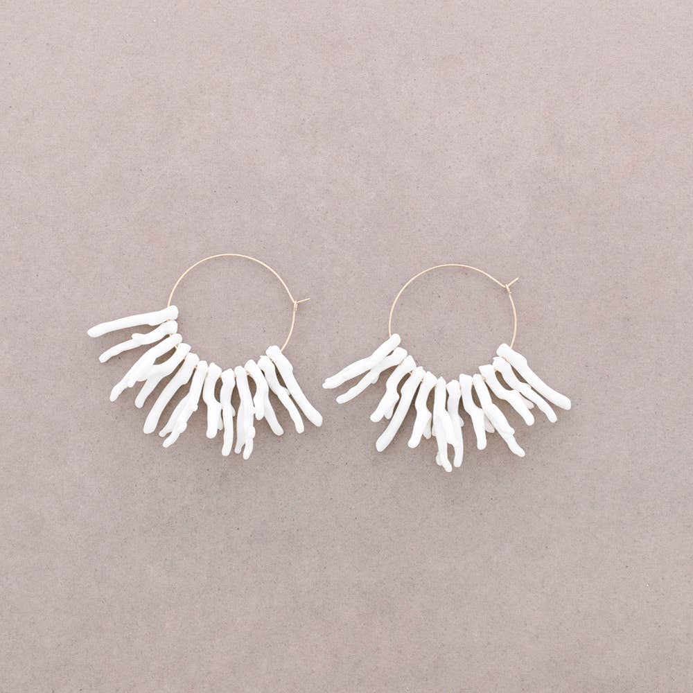 Pendientes Aro Colgantes Corales Resina