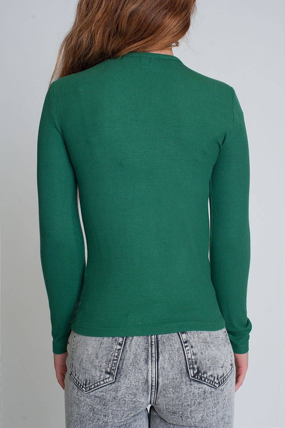 Jersey de cuello asimétrico en verde