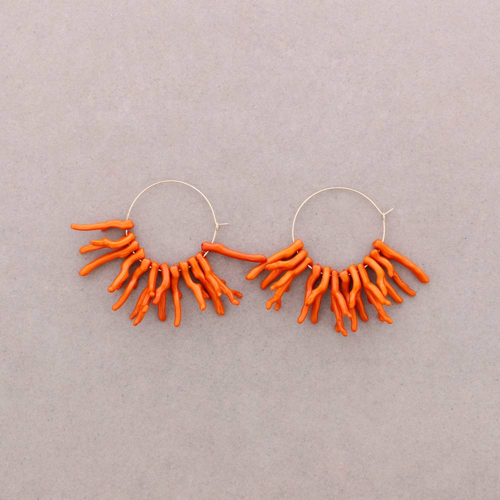Pendientes Aro Colgantes Corales Resina