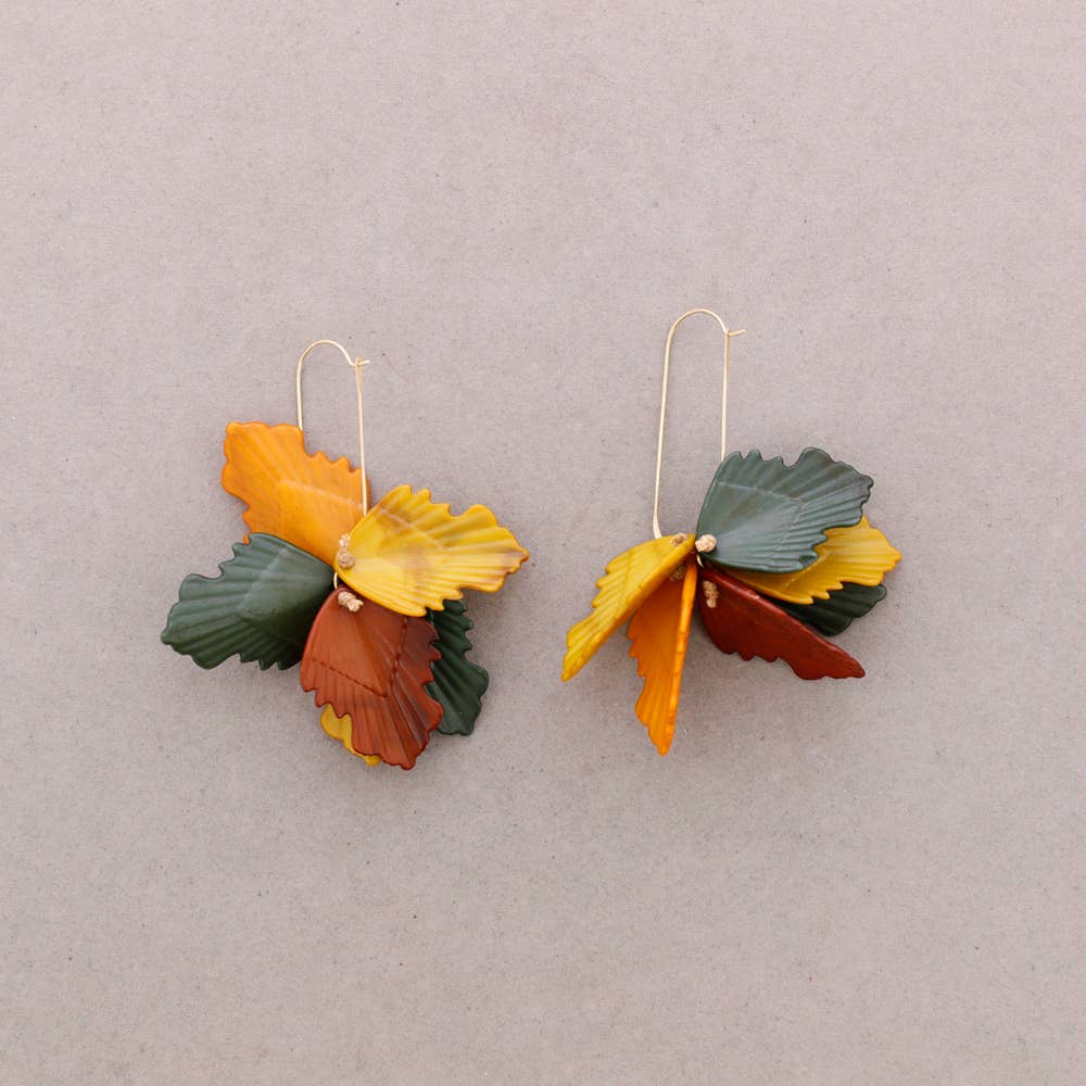 Pendientes Aro Hojas Resina