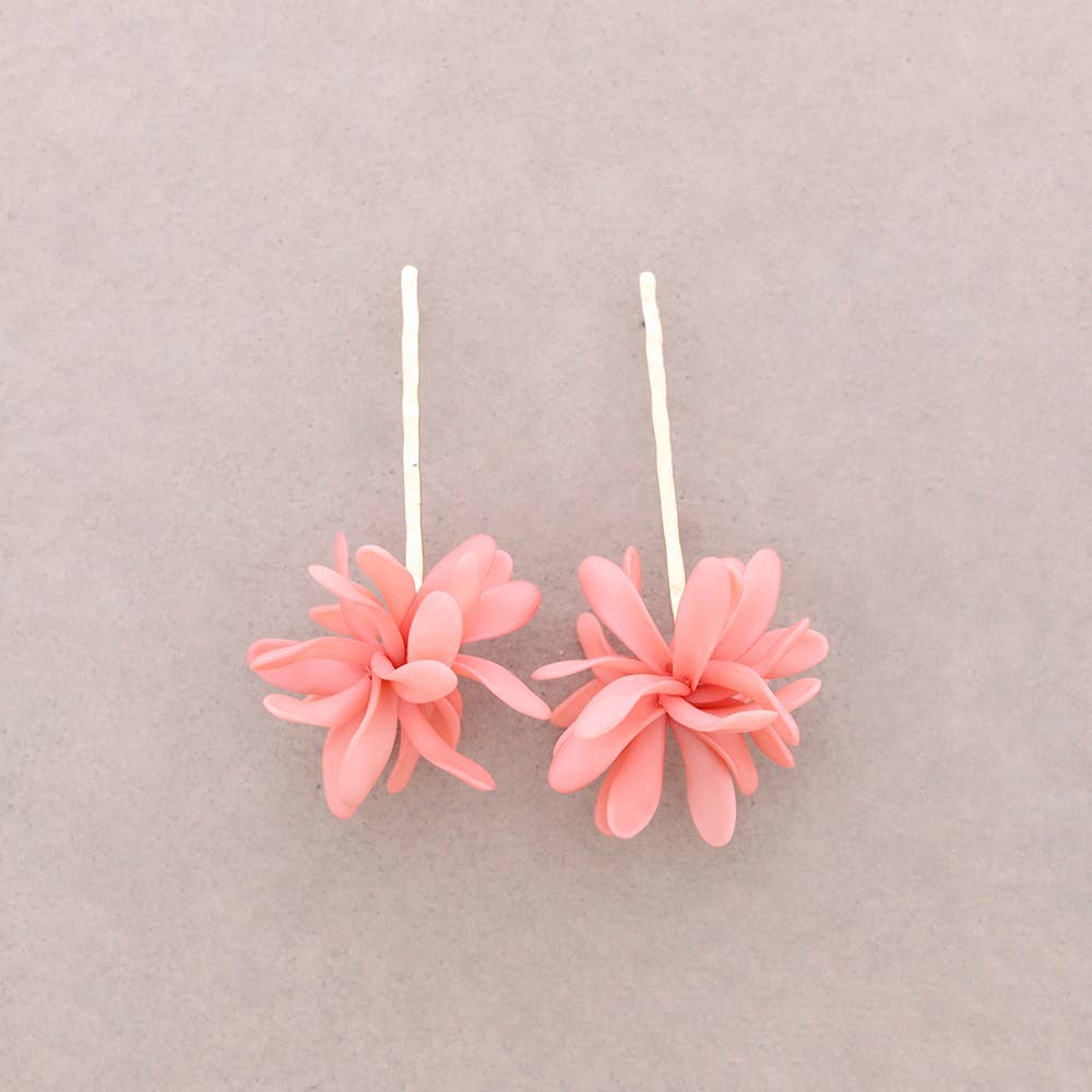 Pendientes Palo Metal Colgante Petalos (A)