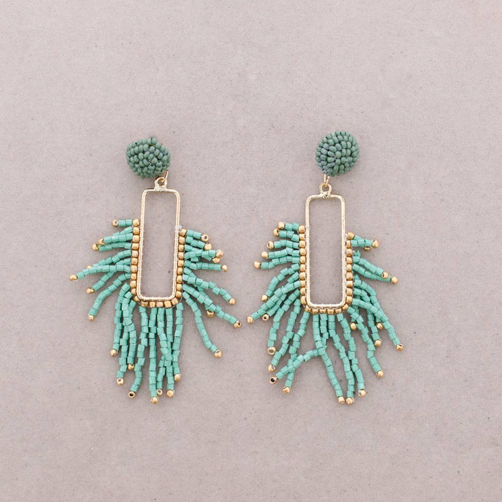 Pendientes Colgante Flecos Abalorios Metal
