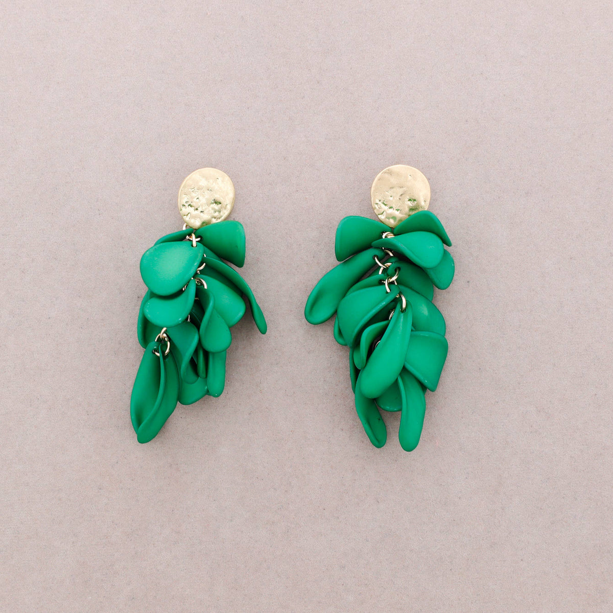 Pendientes Chapa Metal Colgante Petalos Resina