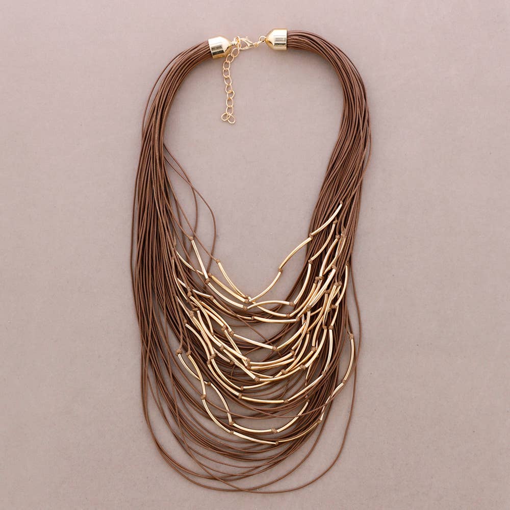 Gargantilla Multi Tiras Tubitos Bronce