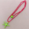Collar Largo Cuentas Cristales Facetados Colgante Estrella Del Mar Resina 8mm 120cm